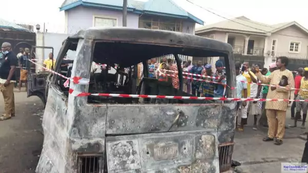 Tragedy As Three Die In Lagos Bus Explosion At Isolo, Lagos mainland Today [Photos]